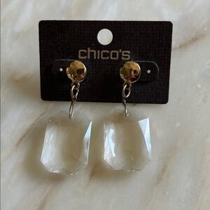 Chico’s‎ Women Tia Hammered Gold Tone Stud w/Faceted Glass Prism Drop Earrings